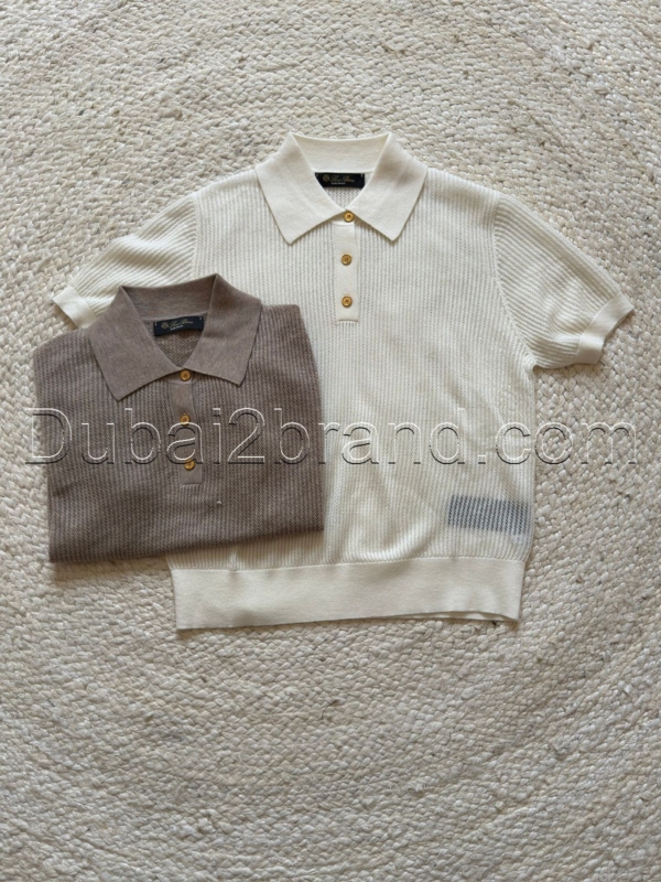 Loro Piana Knit Polo Top WT-7820 – Taupe