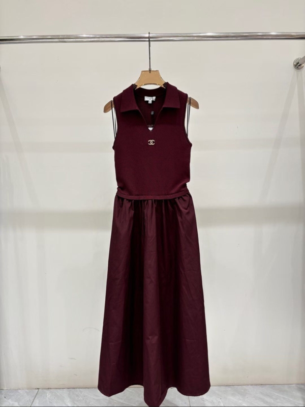 Chanel Sleeveless Midi Dress DR-1001 – Burgundy