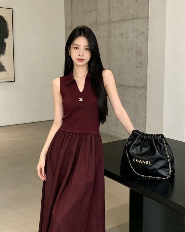 Chanel Sleeveless Midi Dress DR-1001 – red