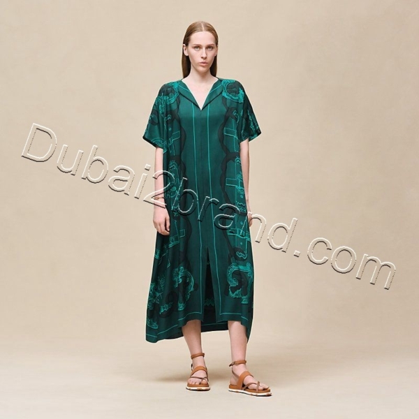 Hermès Women's Dress DR-7822 – Turquoise Print Accents