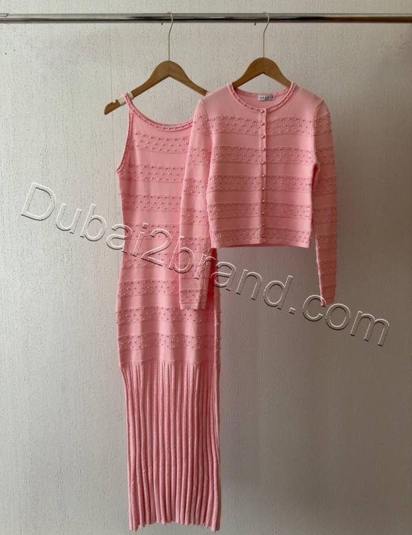 Maje Women's Two-Piece Knit Dress Set – DR-1001 – Pink